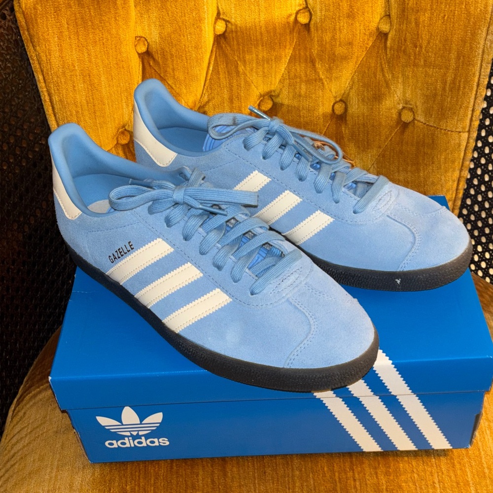 Adidas Gazelle Men's Light Blue and White Sneakers
